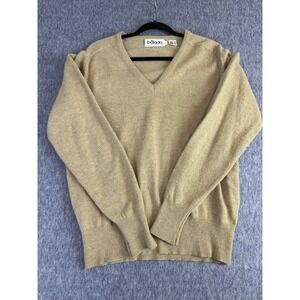 Vintage Balada 100% Lambwool XL Beige Tan Long Sleeve V Neck‎ Sweater Womens